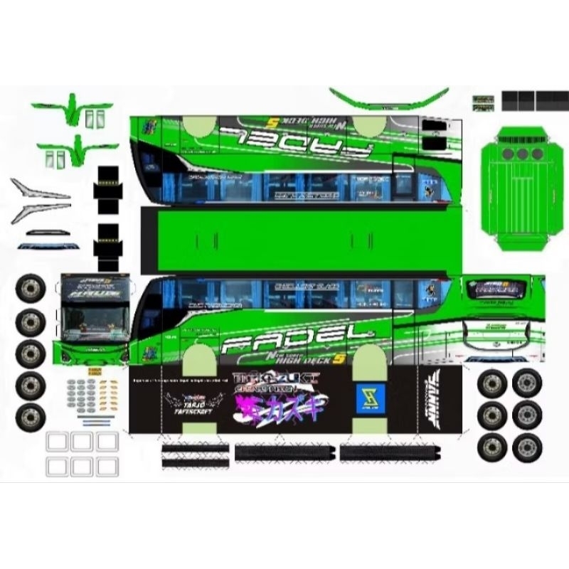 Lembaran Papercraft Bus Msm Fadel Maudi Jb 5 skala 50
