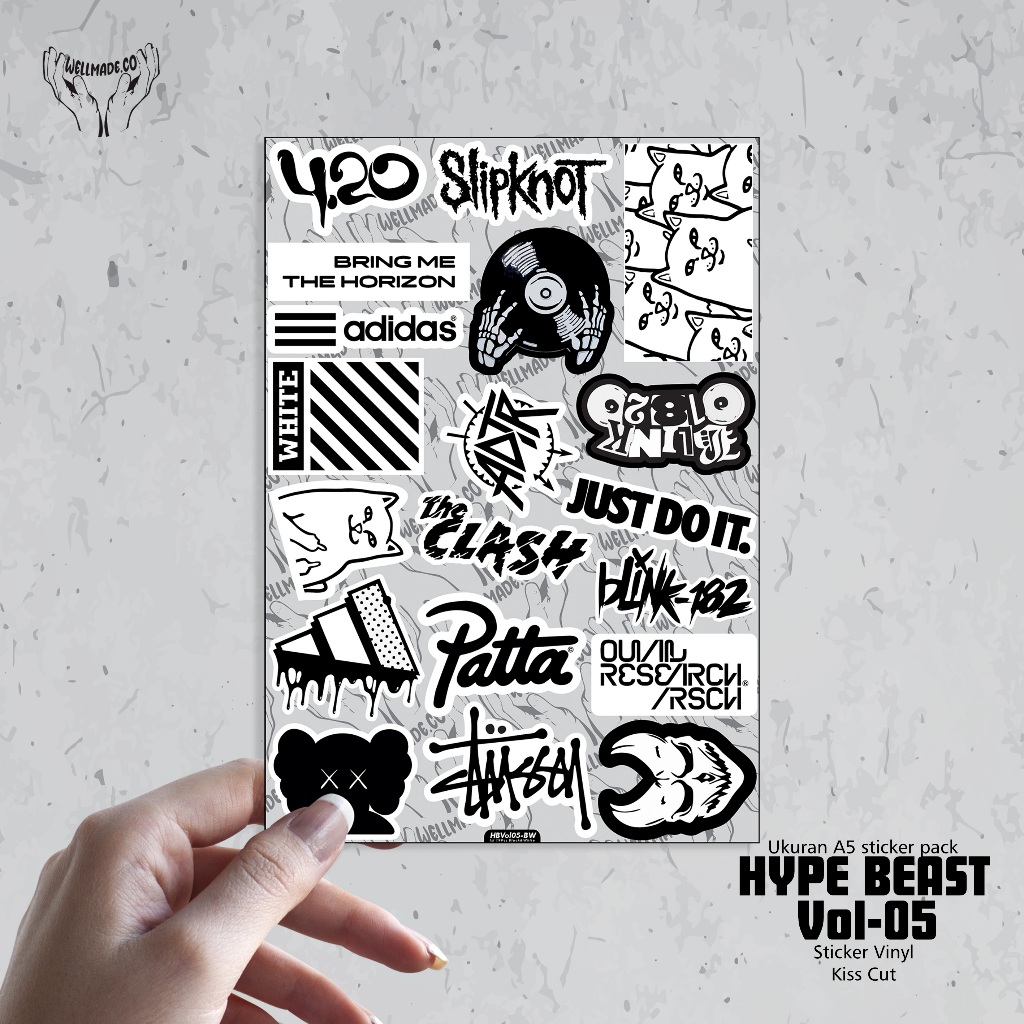 

Sticker Pack HYPE BEAST Tumblr Helm Laptop VOL5 BLACK AND WHITE
