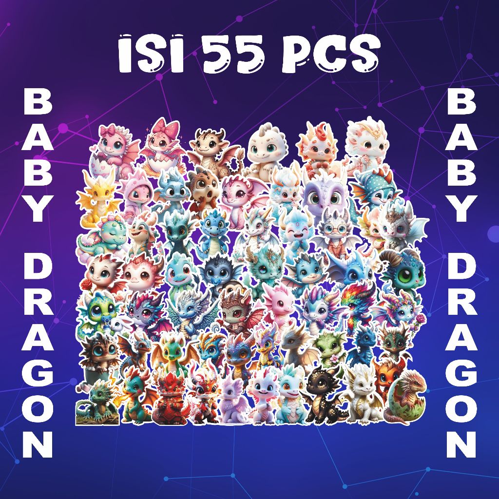 

Stiker Pack Terlengkap Kartun Baby Dragon 3D Keren (ISI 55 PCS) – Premium, Waterproof, & Tahan Lama!, Cocok untuk di tempel di segala kondisi!