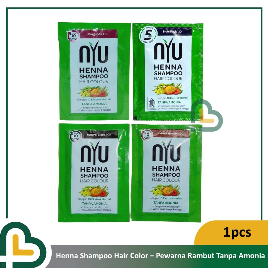 NYU Henna Shampoo Hair Colour Pewarna Rambut Penghilang uban Halal