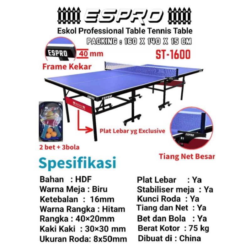 Meja Pingpong ESPRO-ST-1600