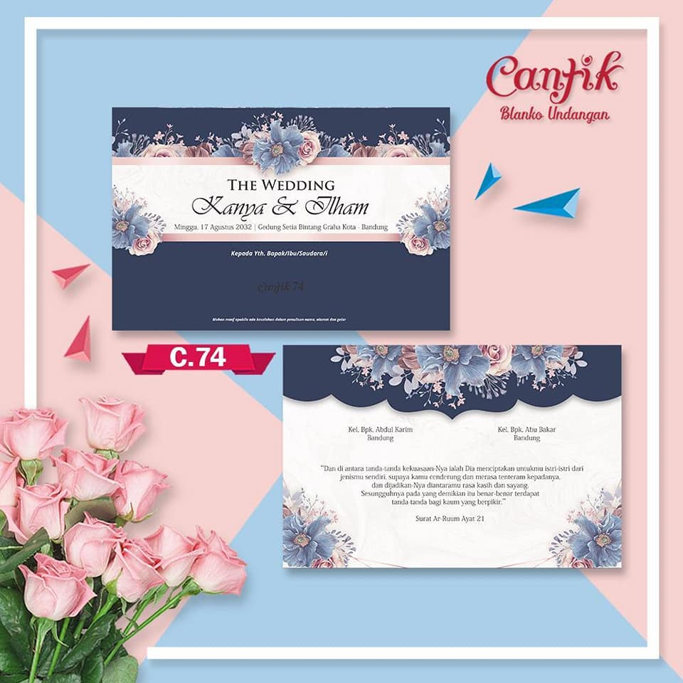 Grosir Blangko Undangan Pernikahan/Khitan CANTIK 74 Free Katalog & File Setting.