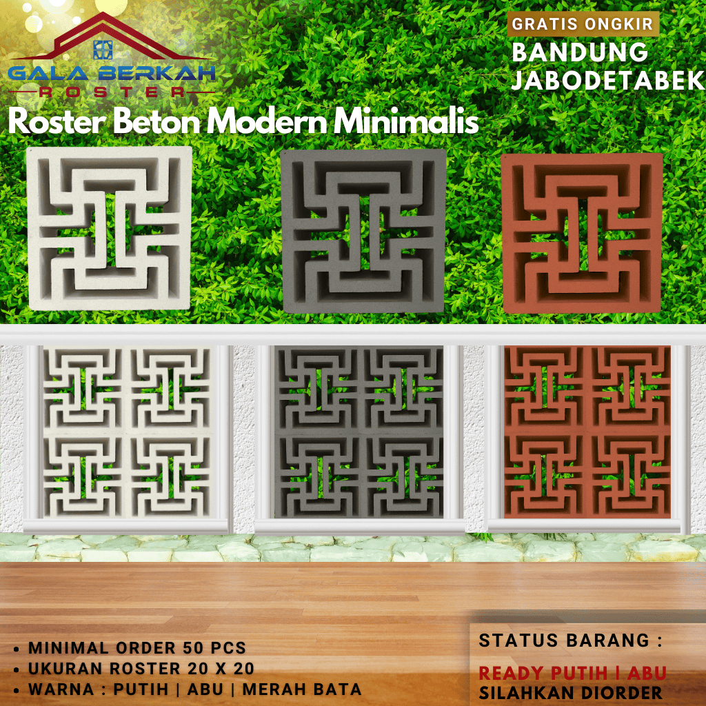 ROSTER BETON MINIMALIS, Loster Beton Minimalis, Lubang Angin, Ventilasi Udara, Pagar Rumah, Sekat Ba