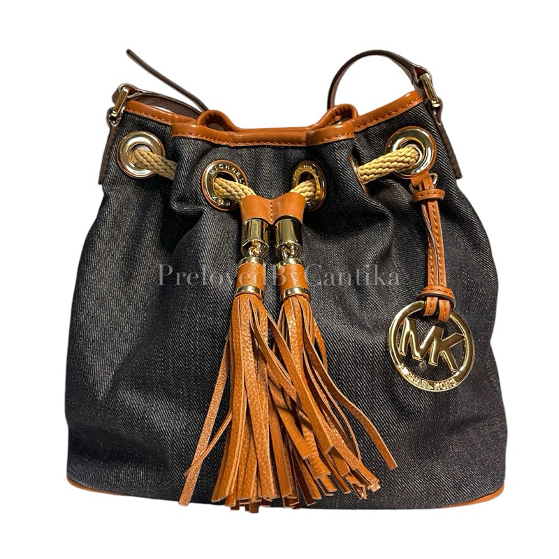 Preloved Tas Michael Kors vintage denim bucket bag