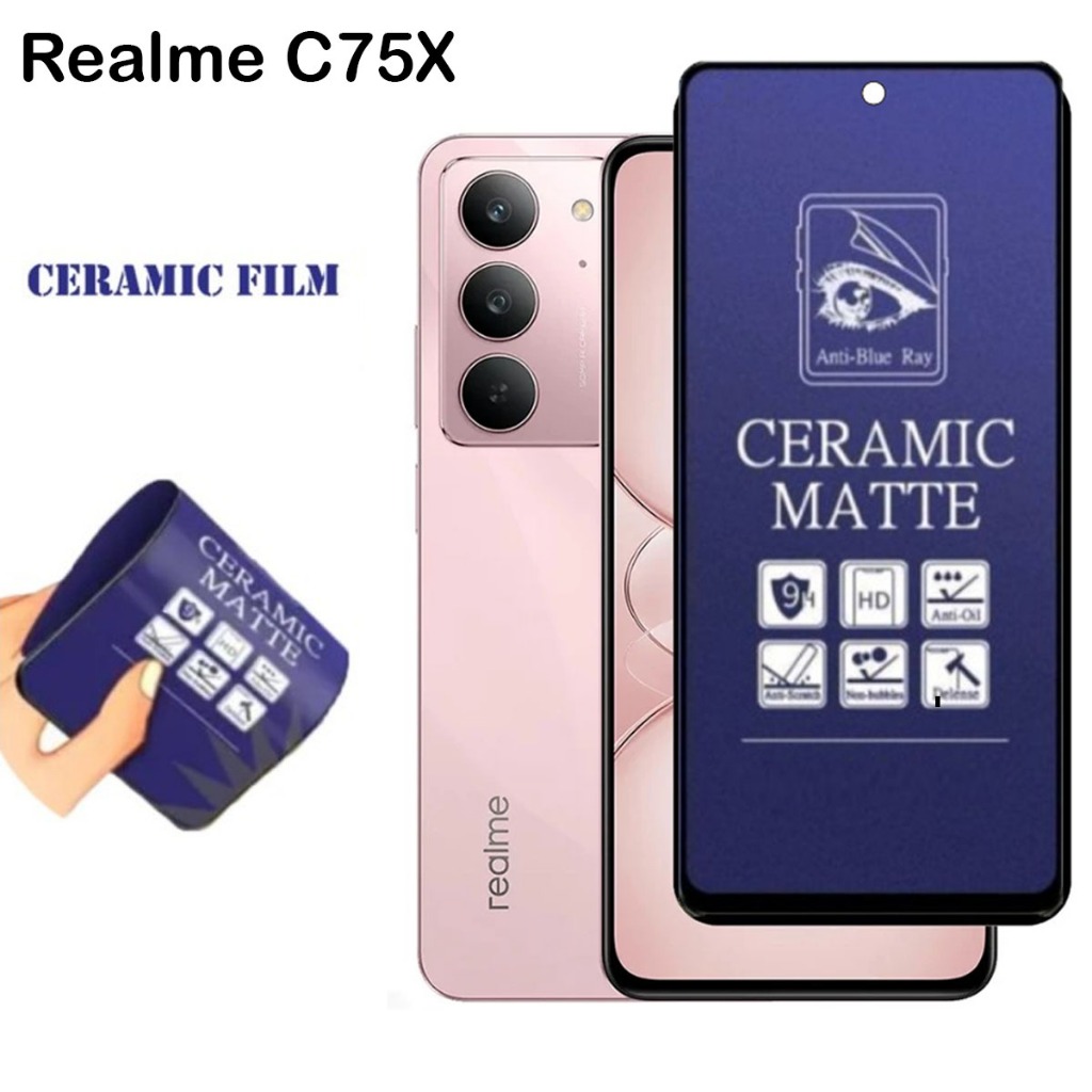 Promo Tempered Glass Ceramic Realme C75X Matte Anti Blue Ray Full Cover