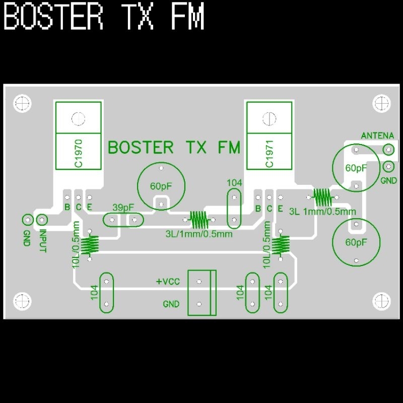 LAYOUT PCB BOSTER PEMANCAR FM C1970 DAN C1971