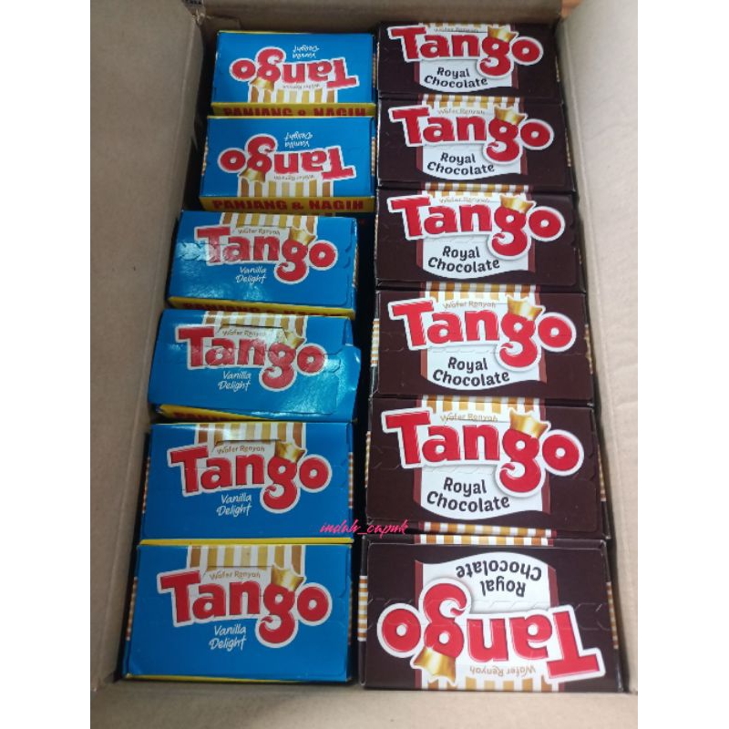 

Wafer Tango 7g Rasa Coklat dan Vanila, 1 Bok Isi 20 bks