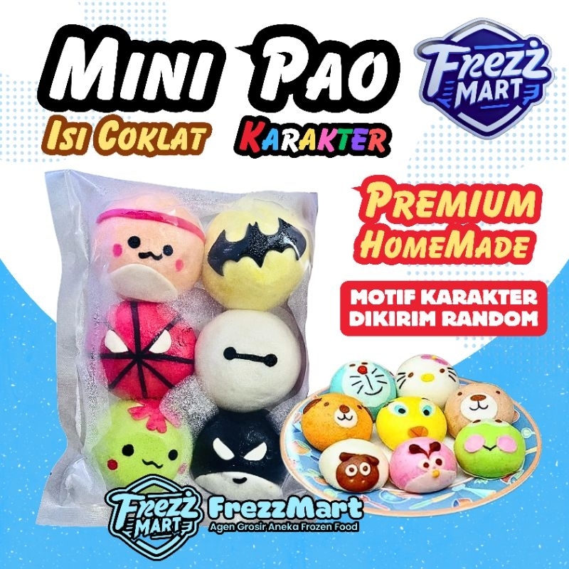 

6Pcs Mini Pao Karakter Lucu Imut Premium HomeMade Rasa Coklat Frozen Food Beku Halal Sehat Bergizi