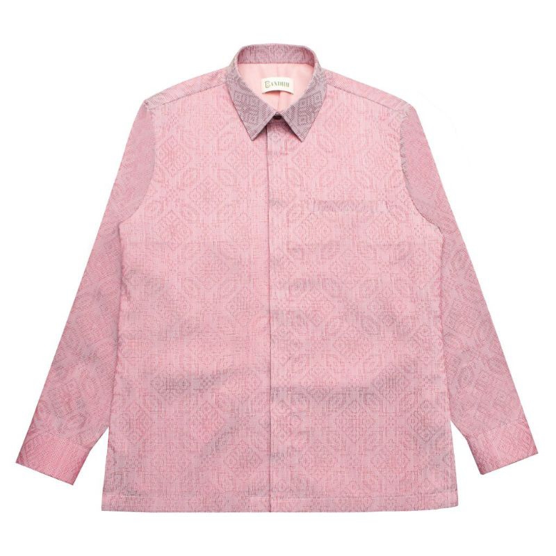 READY Kemeja Batik Tenun Songket Baron - Kemeja Pria Lengan Panjang - Kemeja Tenun Etnik Jepara Orig