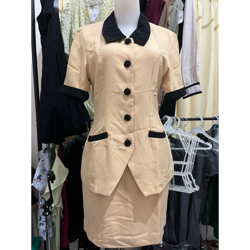Setelan Kemeja Rok Baju Kantor Cream