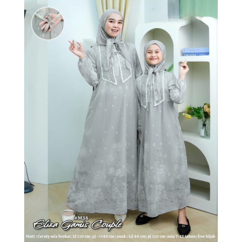 GAMIS ELIZA COUPLE IBU DAN ANAK CERUTY MIX BROKAT TERLARIS SUPER MEWAH BEST SELLER/GAMIS COUPLE IMPO