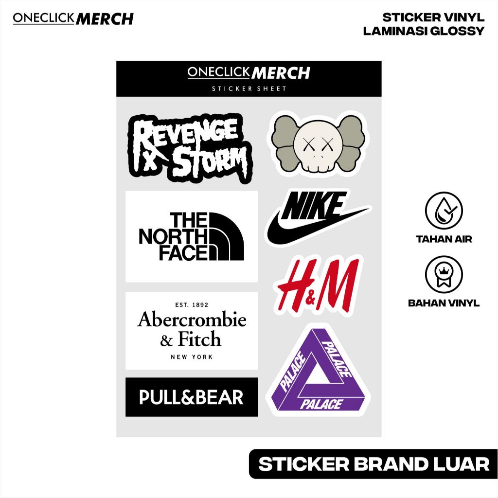 

Sticker Pack BRAND CLOTHING LUAR NEGERI Bahan Vinyl Untuk Hp Laptop Helm Aesthetic