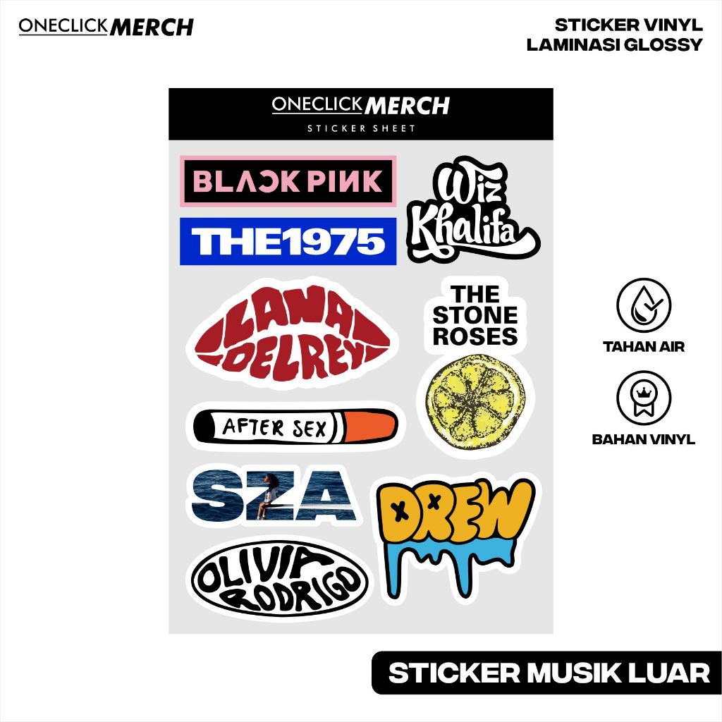 

Sticker Pack BAND MUSIK PENYANYI LUAR NEGERI KPOP Bahan Vinyl Untuk Hp Laptop Helm Aesthetic