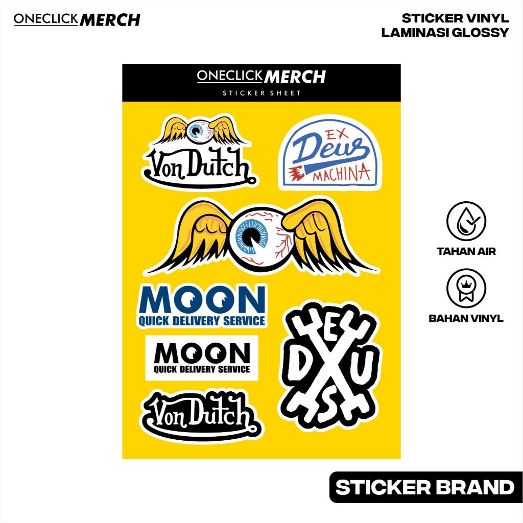 

Sticker Pack MOONEYES VON DUTCH DEUS MOTOR Bahan Vinyl Untuk Hp Laptop Helm Aesthetic