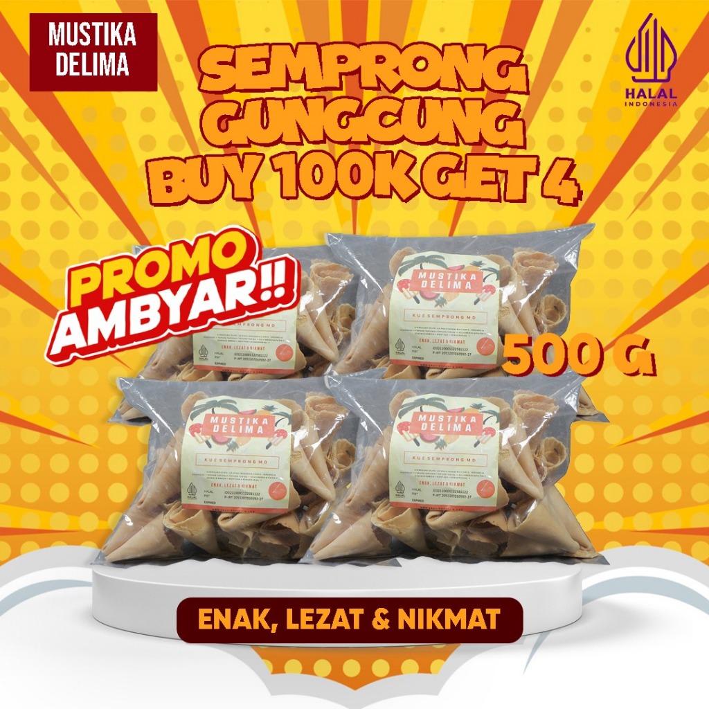 

Promo Ambyar - Kue Semprong Cungcung 500 Gram Paket Bundling 4 bungkus 100 K