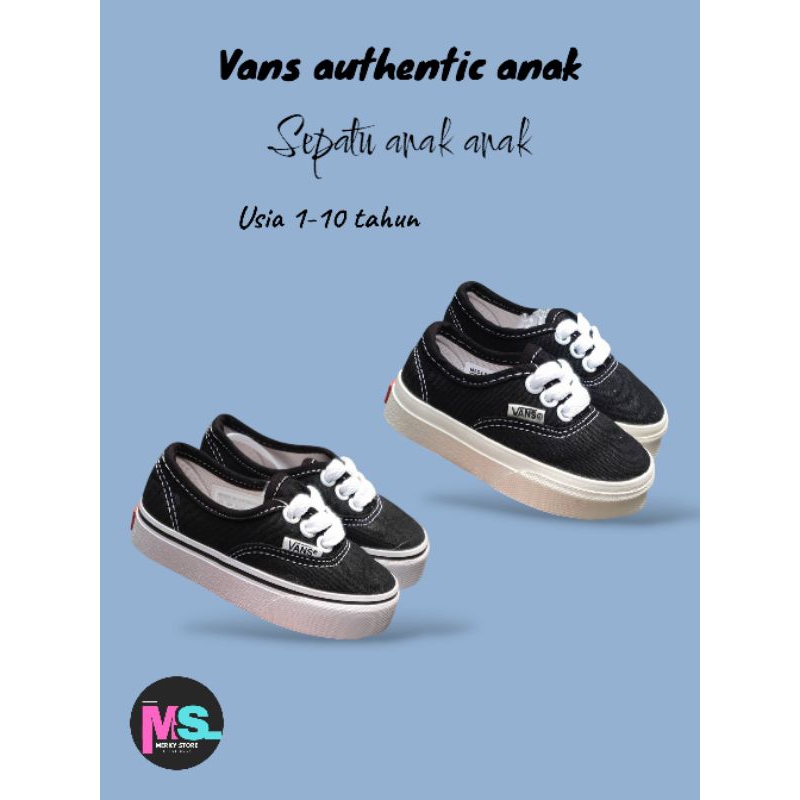 SEPATU ANAK LAKI & PEREMPUAN / VANS ANAK AUTHENTIC HITAM PUTIH  MODEL TALI MURAH