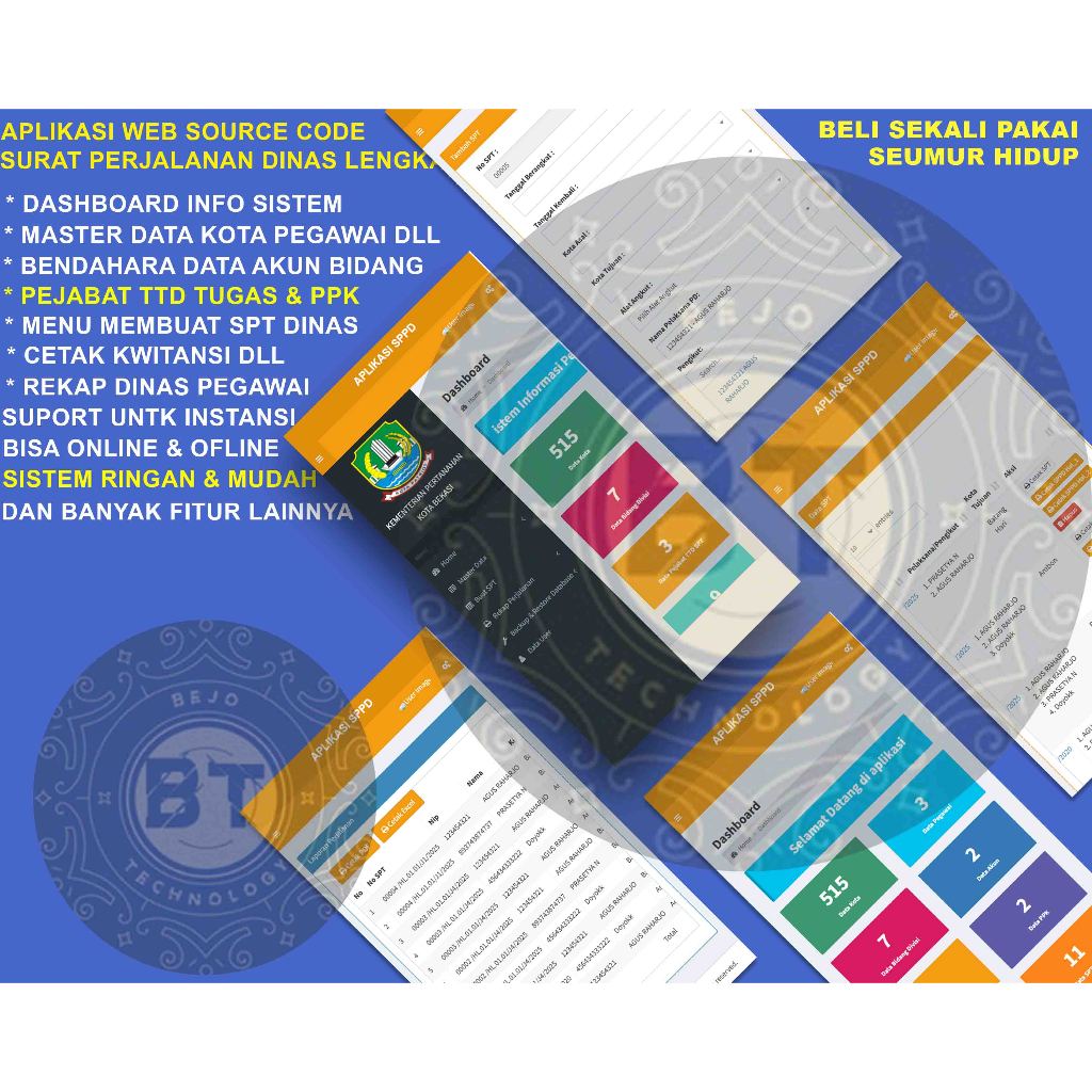 APLIKASI WEB SOURCE CODE SURAT PERJALANAN DINAS SPPD SURAT PERINTAH TUGAS SPT GARANSI SEUMUR HIDUP