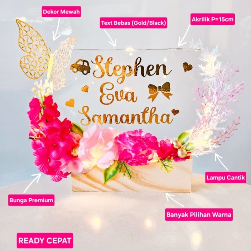 [READY CEPAT] Flower Akrilik Panjang 15cm | Balon Bouquet Bunga Premium Box | Flower Buket Viral Bal