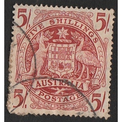 

A 11235 SATU BUAH PRANGKO AUSTRALIA NOMINAL BESAR FIVE SHILLING TEMA COAT OF ARMS DENGAN KONDISI SUDAH ADA CAP