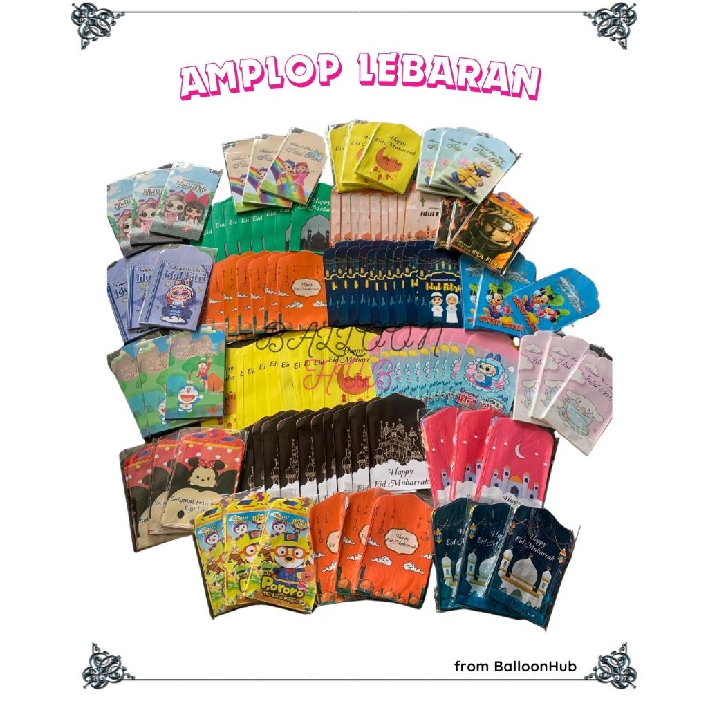 

50pcs Amplop Lebaran Paket Usaha Sedang Kecil Angpao Hari Raya Idul Partyhoops