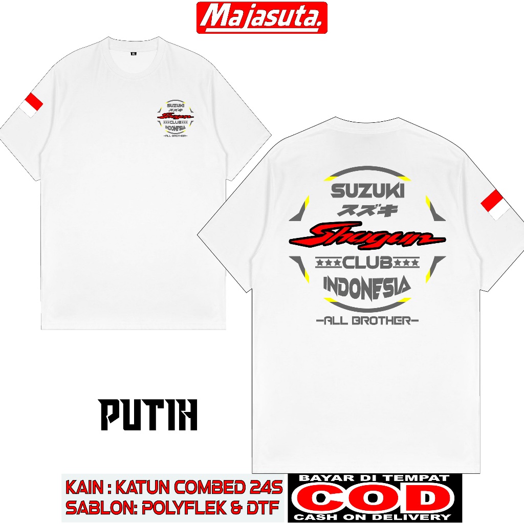 KAOS SUZUKI SHOGUN CLUB ALL BROTHER M4 INDONESIA BAHAN KATUN COMBED 24S TEBAL SABLON DTF