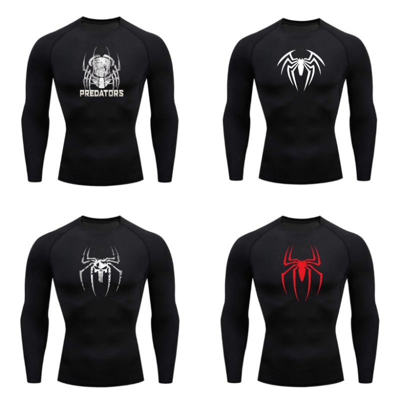 Kaos Olahraga Kompresi Lengan Panjang / Baju Gym Fitnes Compression Long Sleeve Pria Wanita, Kaos Ke