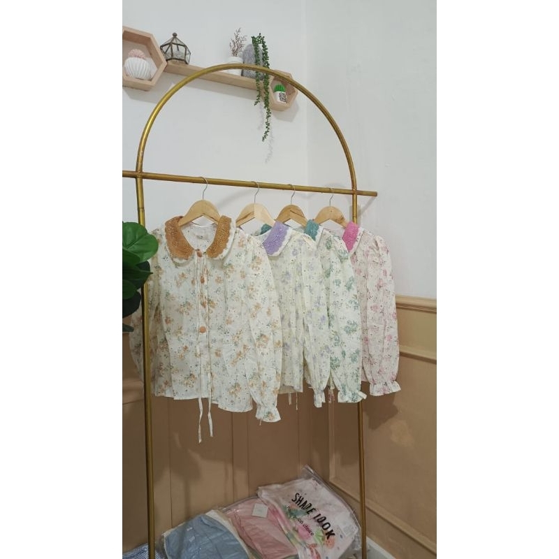 F3198 Atasan Bangkok Katun Bolong Premium motif bunga