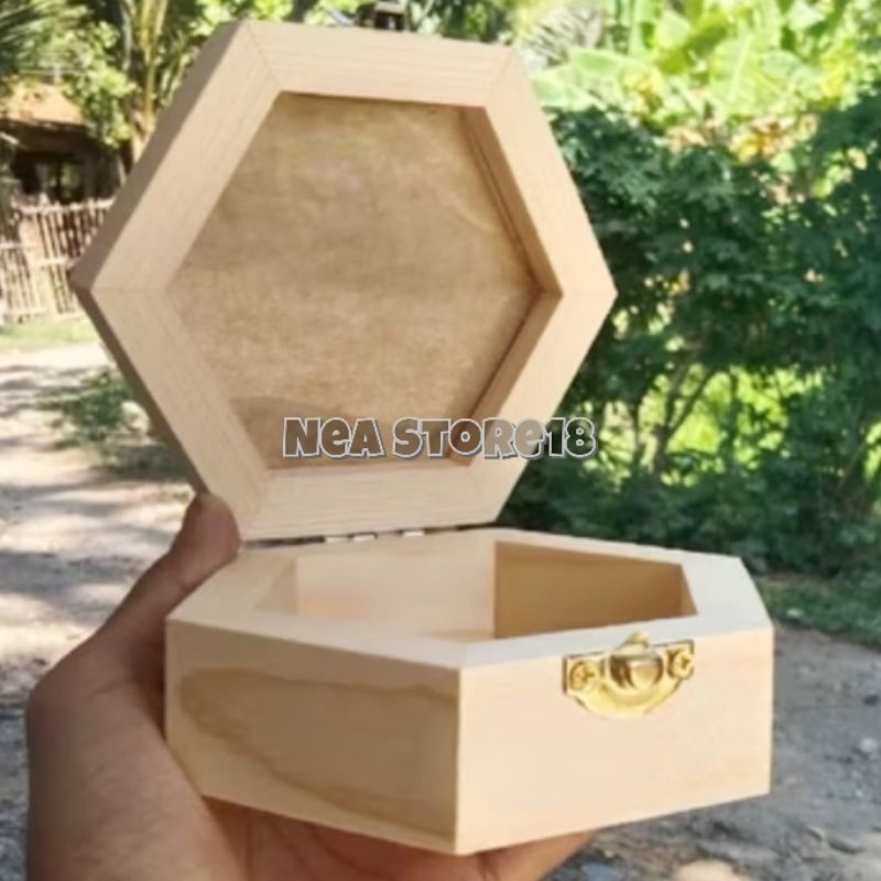 Ringbox Rustic Hexagonal | Tempat Cincin Box Mahar Pernikahan Dan Seserahan Hexagonal
