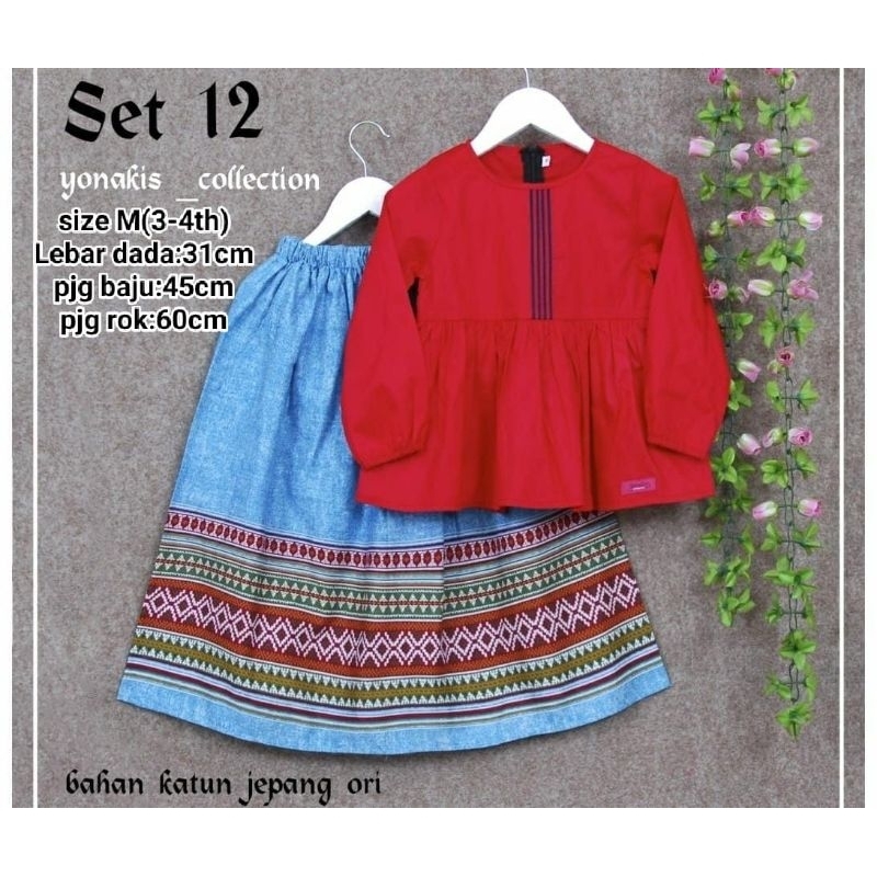 setelan anak  yonakis merah