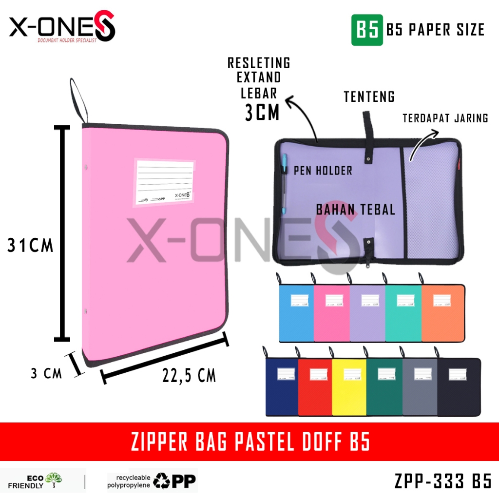 

X-ONE - ZIPPER BAG PASTEL DOFF B5 MAP SELETING MAP JALA JARING UKURAB B5/ ZPP-333 B5