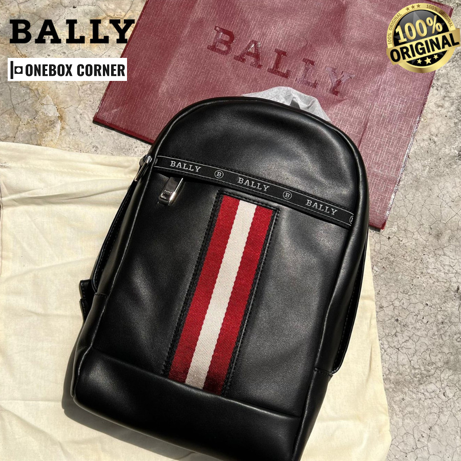 TAS BALLY Hari Leather Sling Bag In Black 100% ORIGINAL BALLY