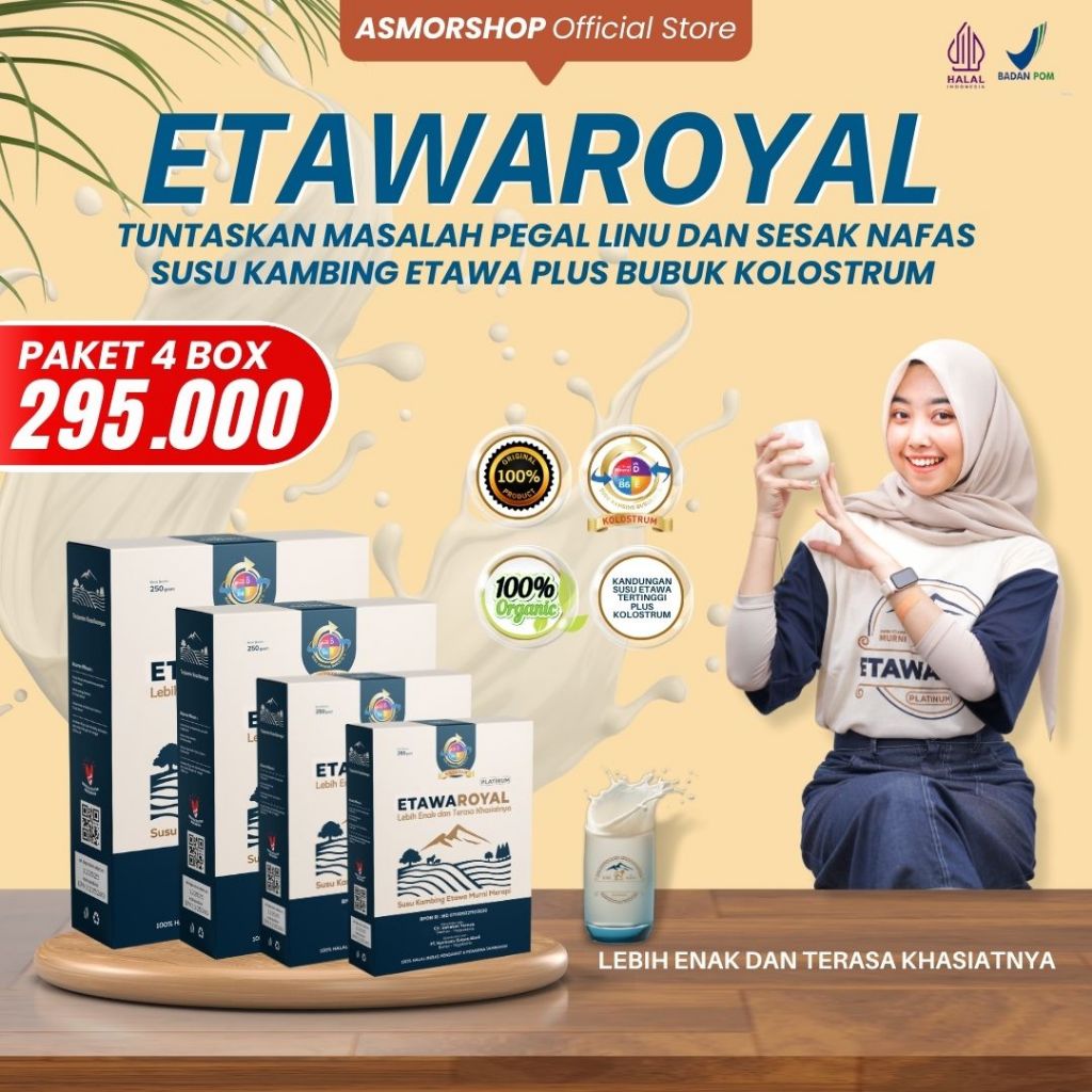 

ETAWAROYAL Platinum | Susu Kambing Etawa Untuk Keluhan Sesak Nafas dan Nyeri Sendi - 4 Box