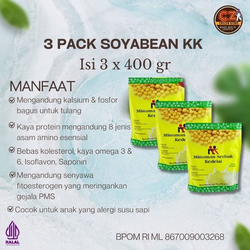 

Susu Kedelai Bubuk KK Minuman Serbuk Kedelai Soya Bean Non GMO 1 Pack 400 Gr