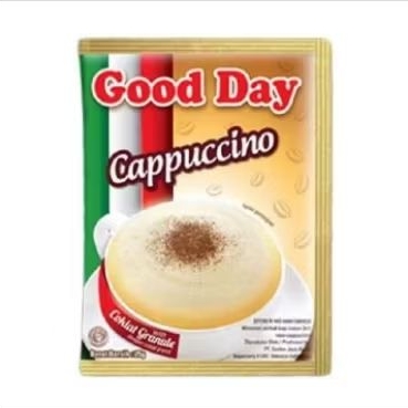 

GOOD Day cappucino. 1 renceng isi 10 sachet.