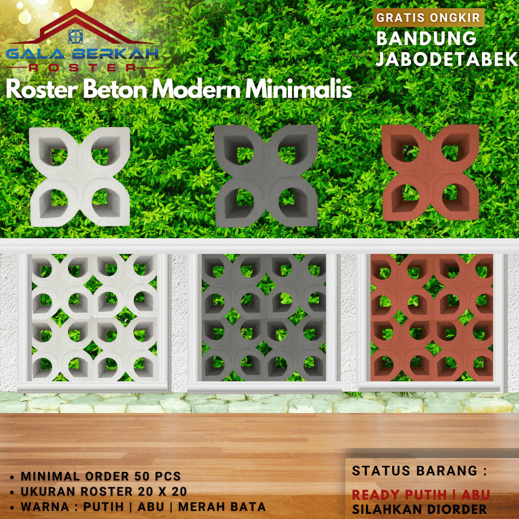 ROSTER BETON MINIMALIS, Loster Beton Minimalis, Lubang Angin, Ventilasi Udara, Pagar Rumah, Sekat Ba