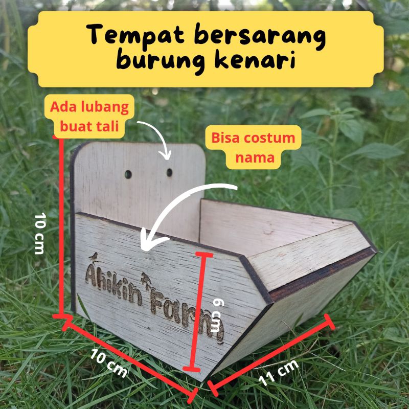 tempat sarang kotak bertelur burung kenari finch bisa costum nama