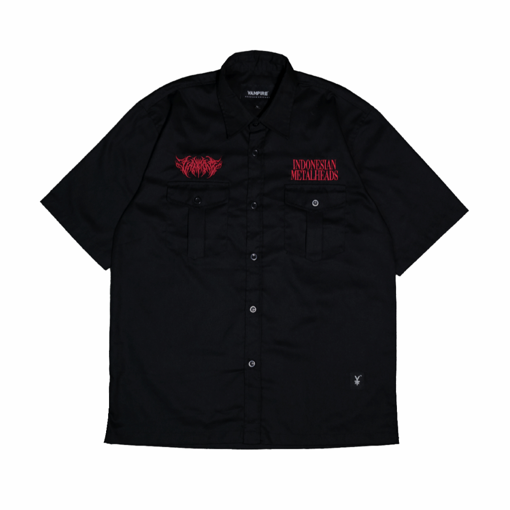 Workshirt Pria Kemeja Kerja Cowok Hitam Bloody Dance Vampire Kingdom