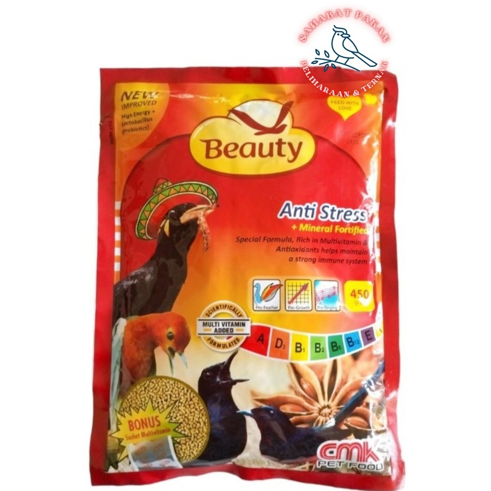 Pakan Burung Berkicau Kicau BEAUTY MERAH Anti Stress Mineral Voer Pur