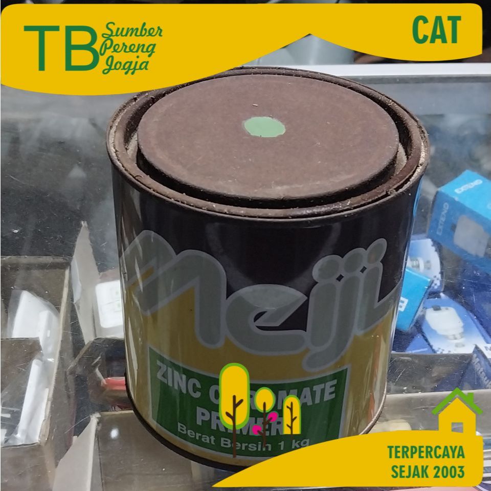 Obral Stok Lama Cat Dasar Meni Meiji Zinc Chromate Primer Warna Hijau Doff 1 KG