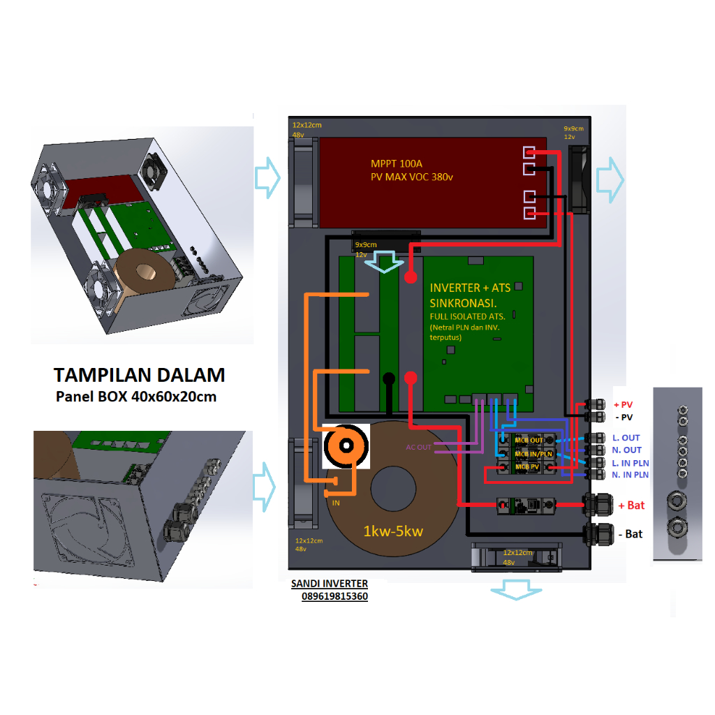 INVERTER PLTS Rumahan tipe Low Frequency Komplit