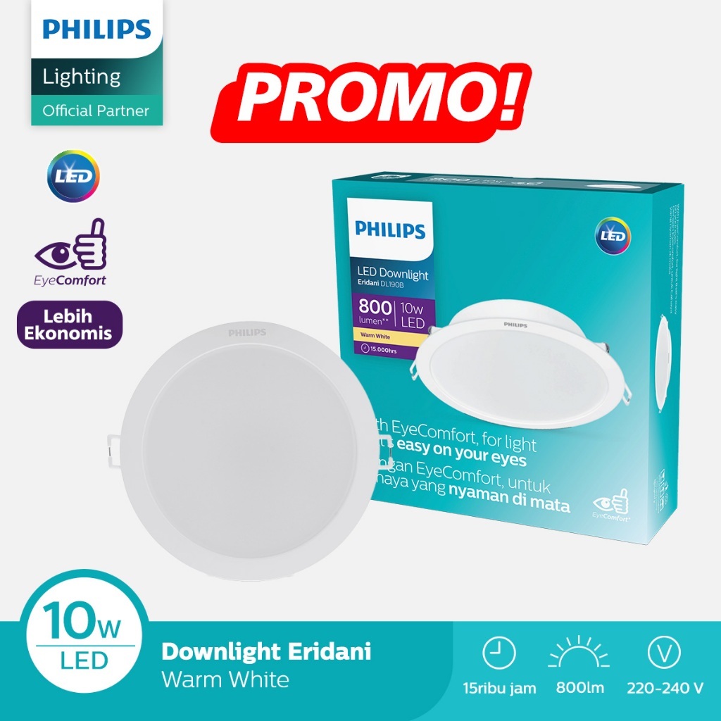 Lampu Philips Downlight Eridani LED8 D125 10W 30K Warm White Promo Original 10 Watt