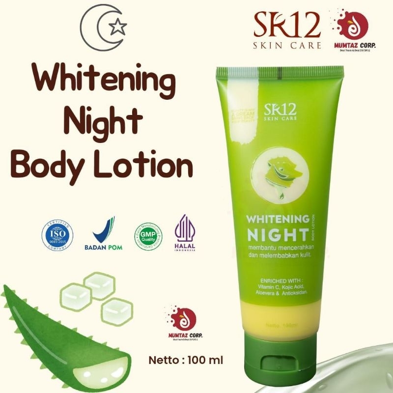 Handbody Whitening Night Lotion SR12 Pencerah Kulit Lotion Pemutih Badan Body Whitening Super Aman B