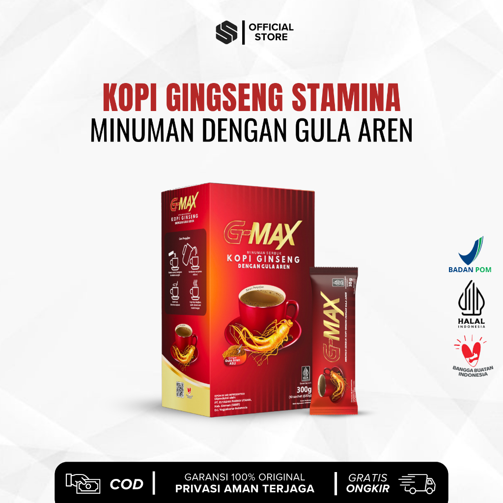 

KOPI STAMINA PRIA KUAT TAHAN LAMA TERBAIK KOPI GMAX MINUMAN EXTRA GINGSENG DAN GULA AREN ORIGINAL BPOM