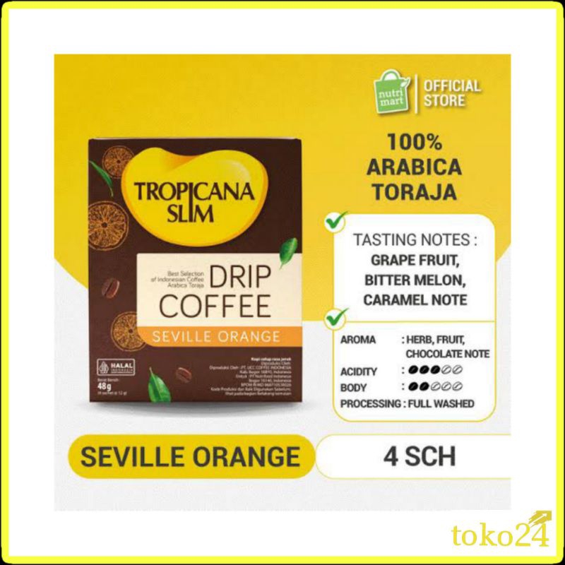 

Tropicana Slim Drip Coffee Seville Orange isi 4's