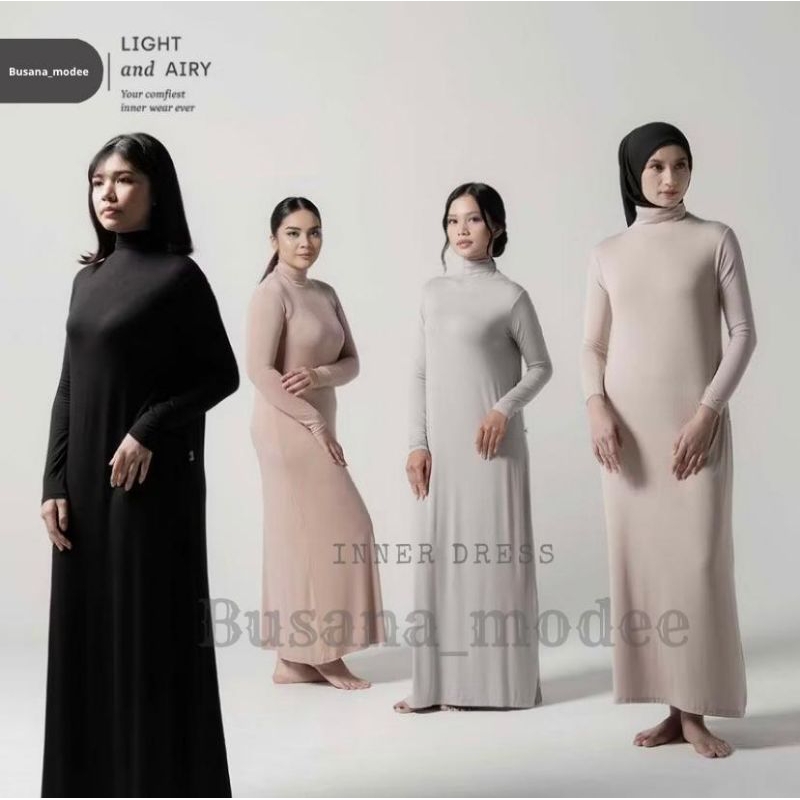 nabilla_olshop Gamis manset inner dress polos lengan panjang bahan spandek dalaman kaftan brukat Inn