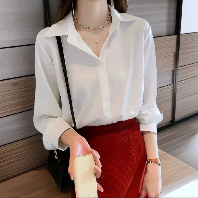 KEMEJA POLOS LENGAN PANJANG - KEMEJA CEWEK