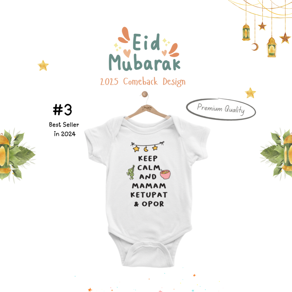 Jumper Bayi/Tshirt Anak Dewasa Lebaran - Keep Calm and Mamam Ketupat & Opor