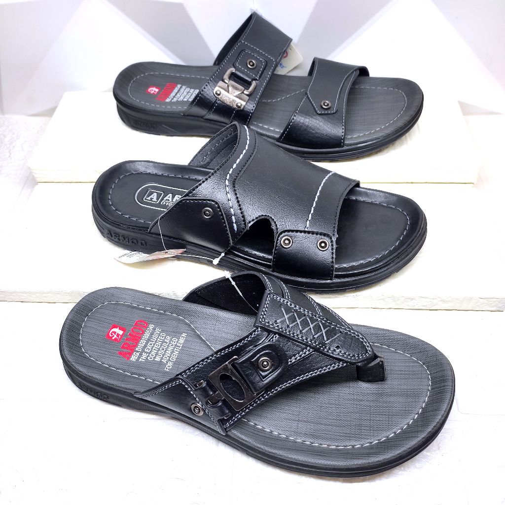 Armod Sandal Slop Kasual Pria Sendal Selop Casual Pria Laki-Laki Desain Trendy Kulit Sintetis