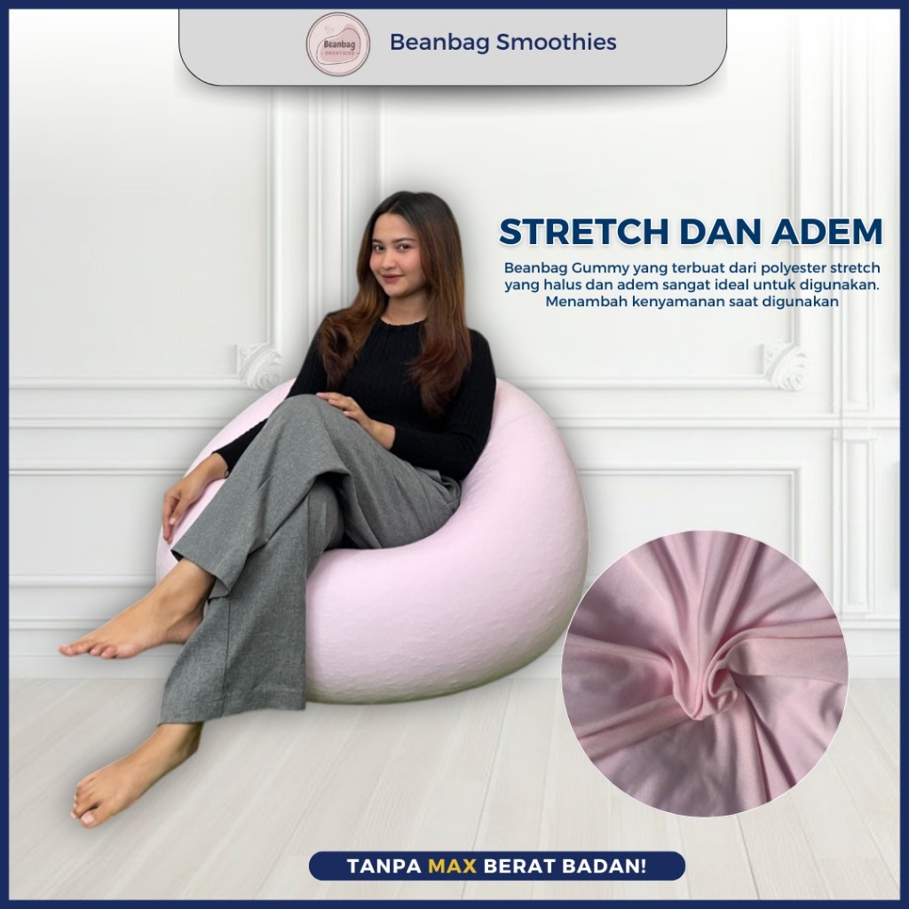 BEAN BAG Gummy L Bahan POLYESTER STRETCH PLUS ISI - Bean Bag Dewasa - beanbag kursi santai