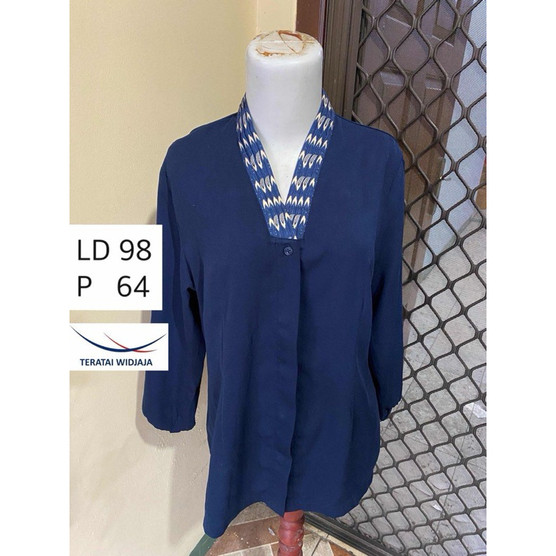 Inner Atasan Blouse Seragam Teller Bank bjb Biru Navy Dongker Teratai Widjaja - preloved